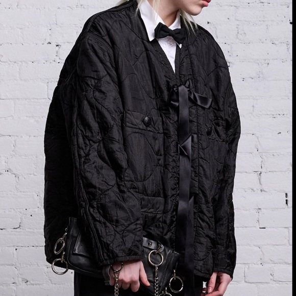 R13 Black Tape Tie Bomber Jacket - Picture 3 of 9